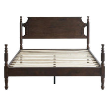 King Solid Wood Platform Bed with Headboard, Traditional, Dark Roast Oak, King