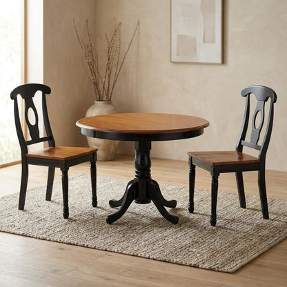 Small Round Solid Wood Kitchen Table & Chairs 3-Piece Dining Set
