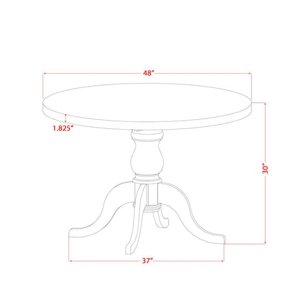 7 Piece Dining Set Consists Of 48" Round Table In Beige Red Color