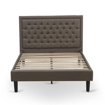 KD18F-1VL0C 2 Piece Full Size Bed Set - Full Size Bed Brown Headboard with 1 Night Stand - Black Finish Legs