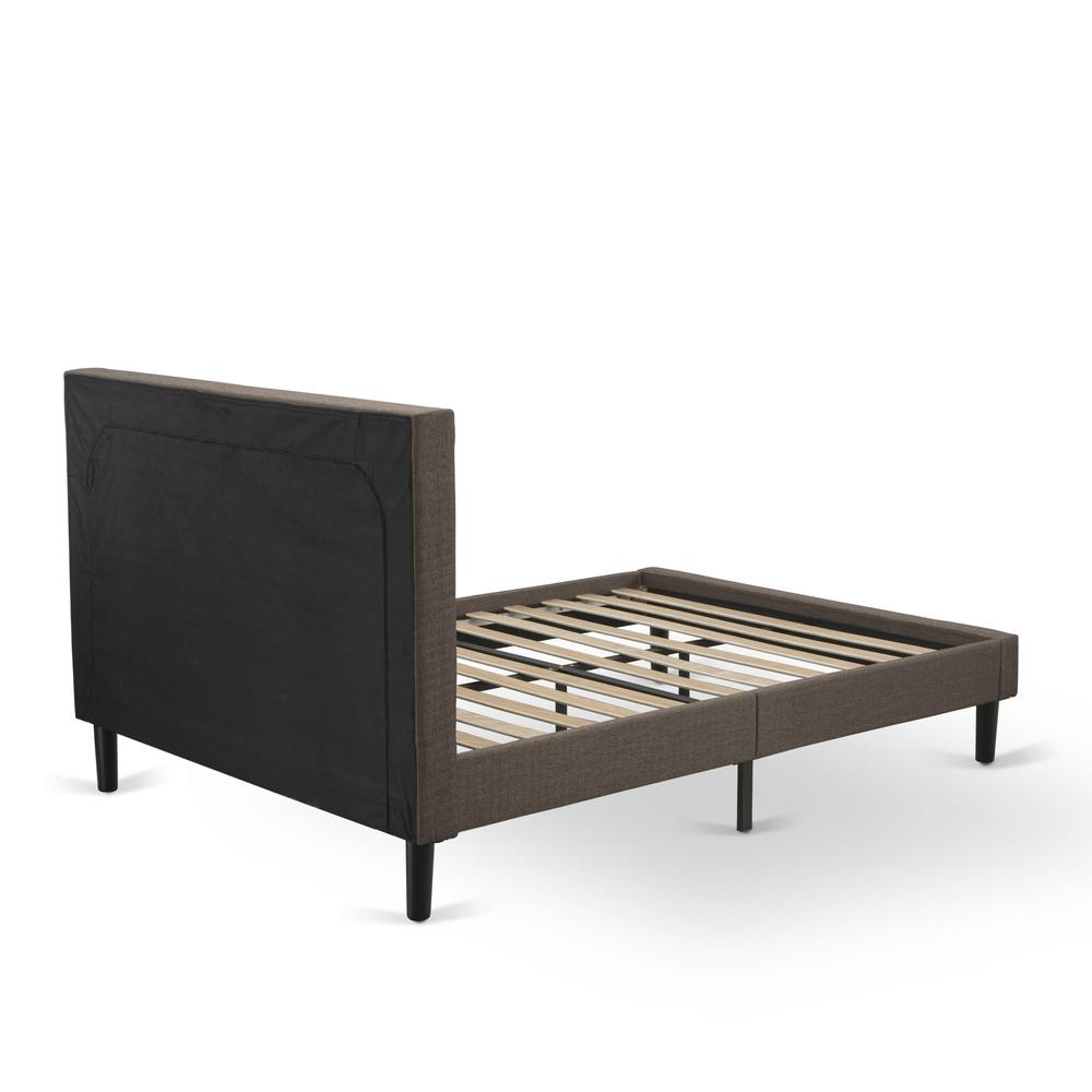 KD18F-1VL0C 2 Piece Full Size Bed Set - Full Size Bed Brown Headboard with 1 Night Stand - Black Finish Legs