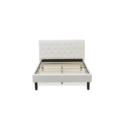NL19F-1HA12 2 Piece Bedroom Set - 1 Bed White Velvet Fabric Headboard and 1 Wood Nightstand - Clover Green Finish Nightstand