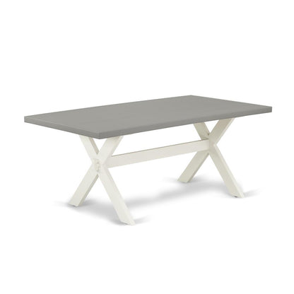 East West Furniture X097DR207-5 5-Pc Dining Table Set - 4 Dining Chairs and 1 Modern Rectangular Cement Dining Table Top with High Chair Back - Linen White Finish