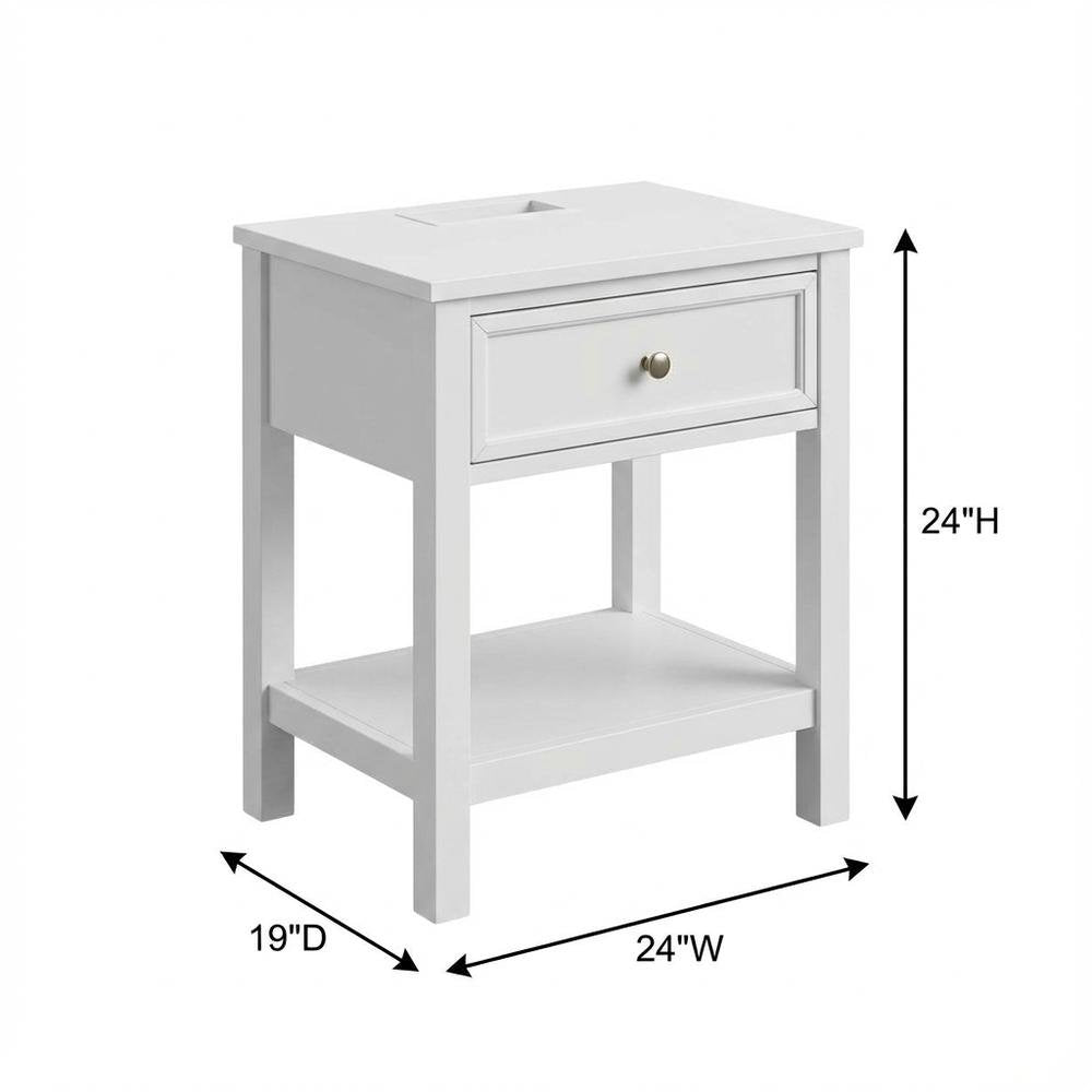White Modern Night Stand with Single Drawer and Sturdy Construction