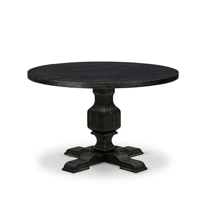 5 Piece Dining Table Set Contains 48" Round Table In Burgandy Color