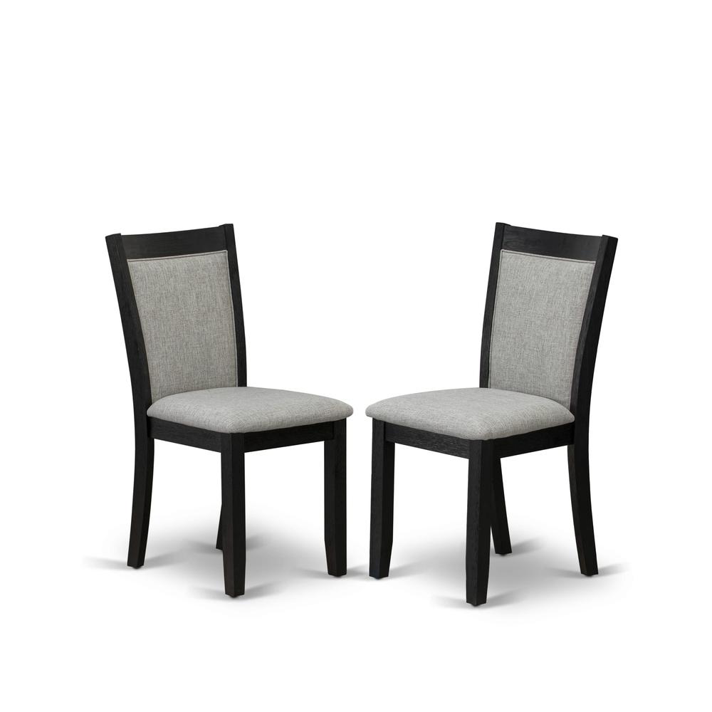 X626MZ606-7 7 Pc Dining Table Set - Linen White Wooden Dining Table with 6 Shitake Dinning Chairs - Wire Brushed Black Finish