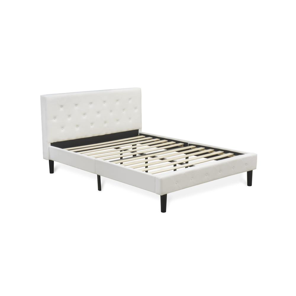 NL19Q-1GA13 2 Piece Queen Bedroom Set - 1 Wooden Bed White Velvet Fabric Headboard and 1 Night Stand - Burgundy Finish Nightstand