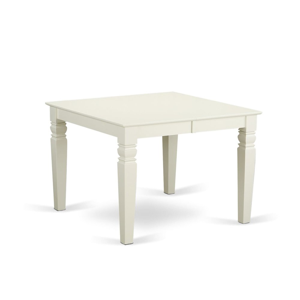 East West Furniture – 6-Pieces Kitchen Table Set - 1 Modern Rectangular Table and 4 wooden Dining Room Chairs with One Dining Bench – Linen White Finish