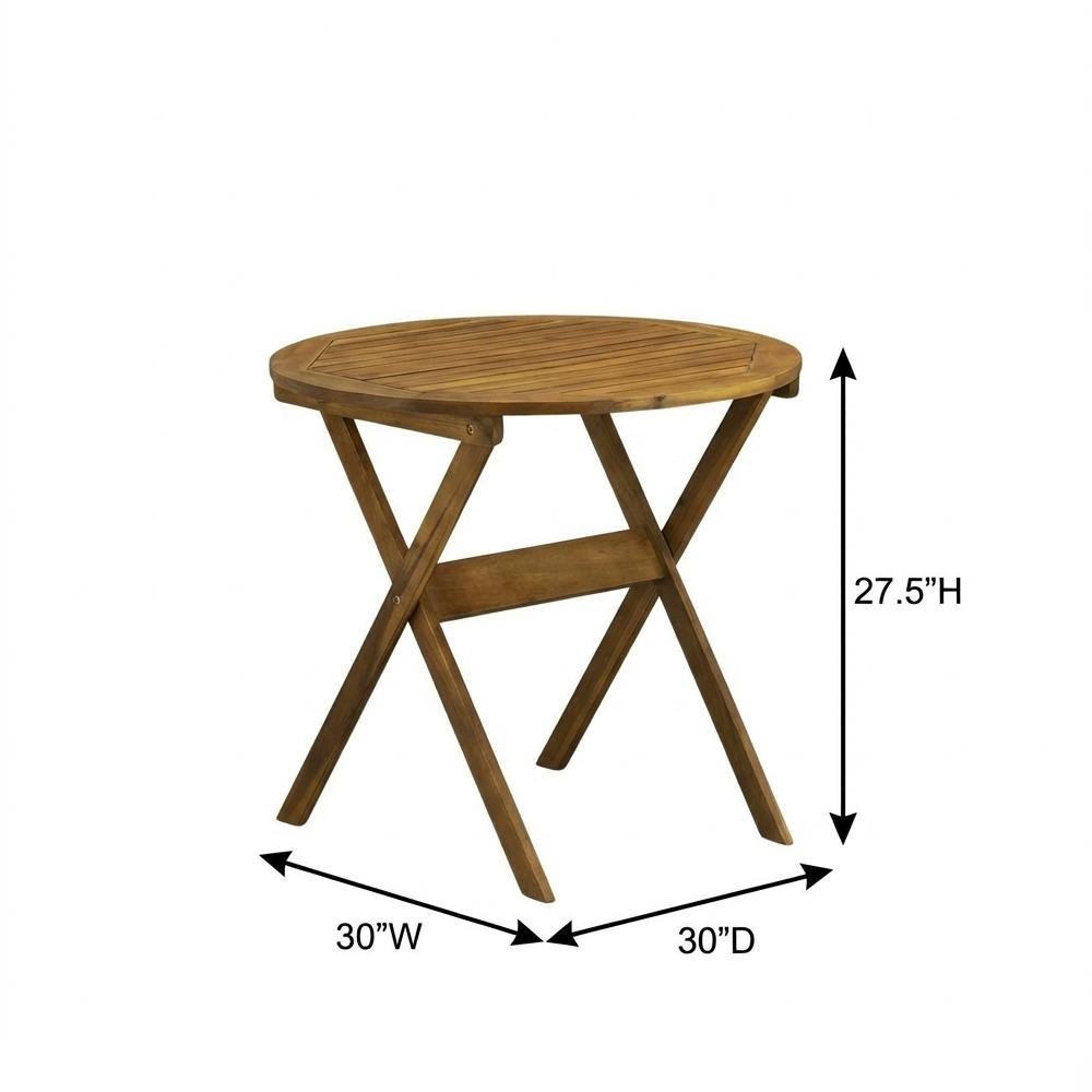 3-Piece Outdoor Bistro Set with Oil Finish, Foldable Table and 2 Camping Chairs