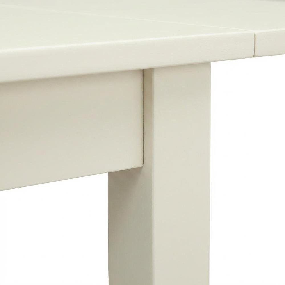 Linen White Drop Leaf Rectangular Table, Mid-Century Modern