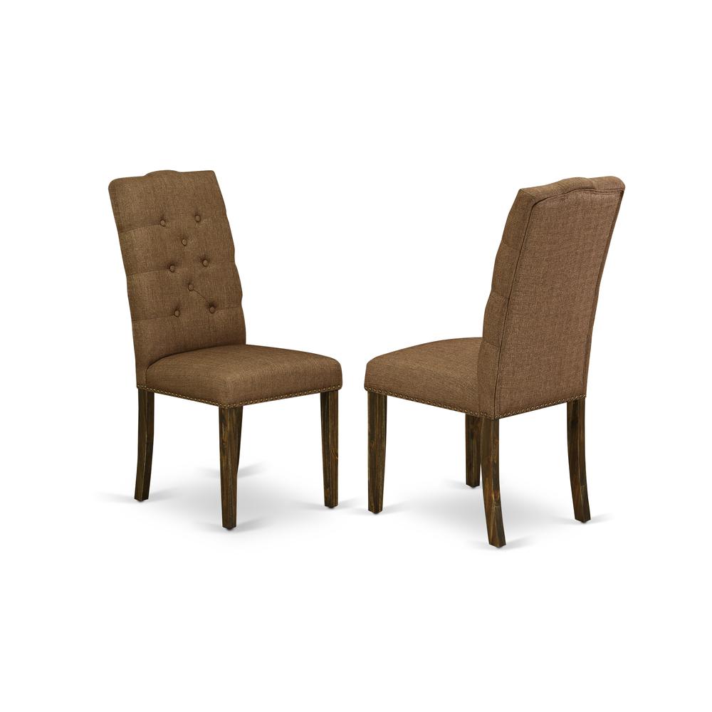 East West Furniture V776EL718-7 - 7-Piece Small Dining Table Set - 6 Dining Chairs and a Rectangular Dinner Table Hardwood Structure