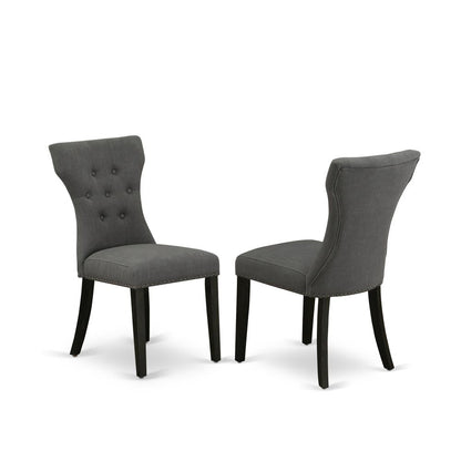 East West Furniture 5-Pc Modern Dinette Set Included 4 Parson Dining chairs Upholstered Seat and High Button Tufted Chair Back and Rectangular Dining Table with Distressed Jacobean Rectangular Dining