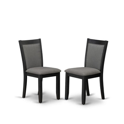 X676MZ650-5 5 Piece Table Set - Distressed Jacobean Dinner Table with 4 Dark Gotham Grey Dining Chairs - Wire Brushed Black Finish