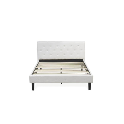 NL19Q-2GA13 3 Pc Queen Bed Set - 1 Wooden Bed White Velvet Fabric Headboard and 2 Wood Nightstand - Burgundy Finish Nightstand