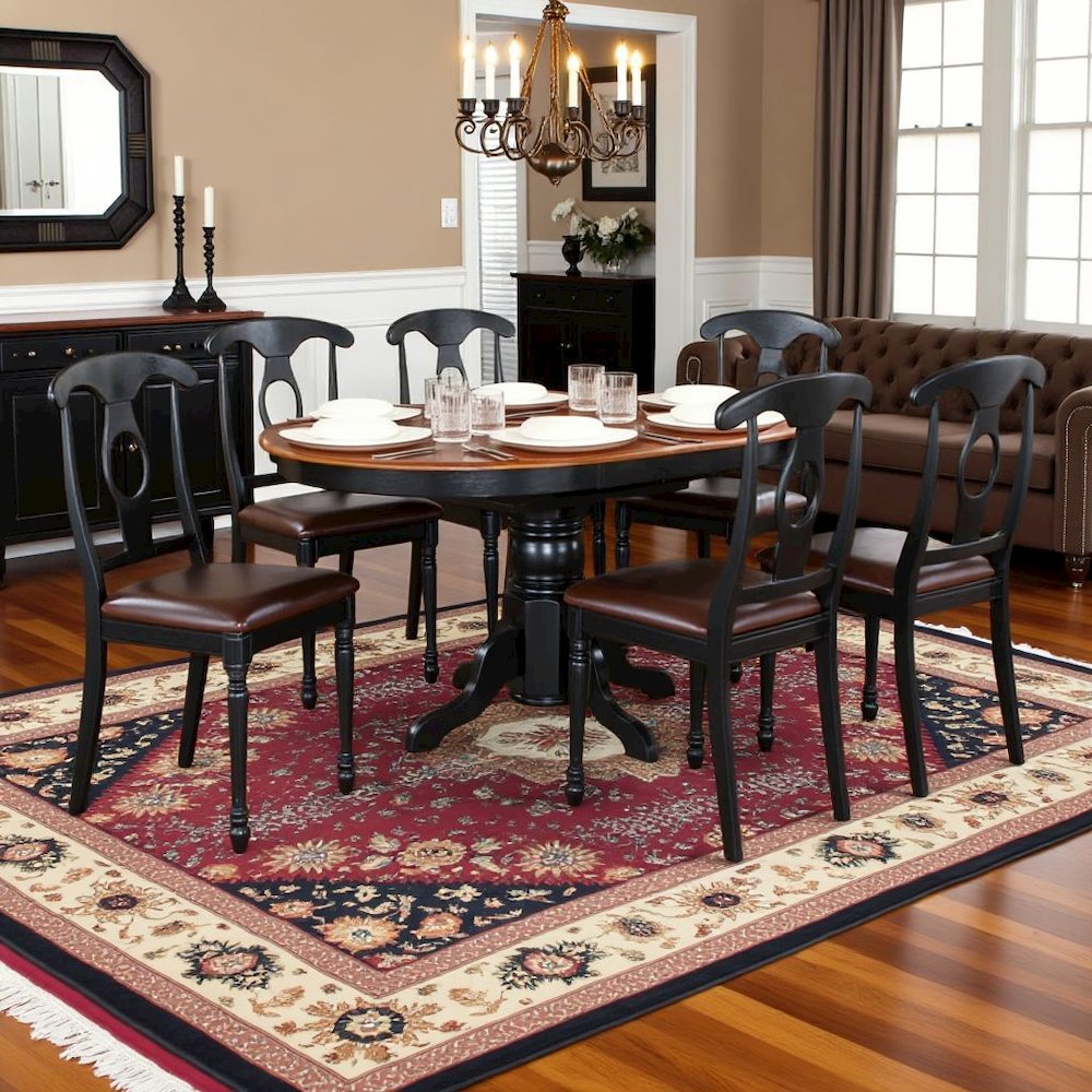 Black Oval Kitchen Table and Chairs, 7 Pc Dining Table Set for 6