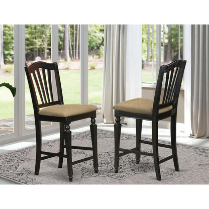 Chelsea  Stools  with  upholstered  seat,  24"  seat  height  in  Black  Finish,  Set  of  2