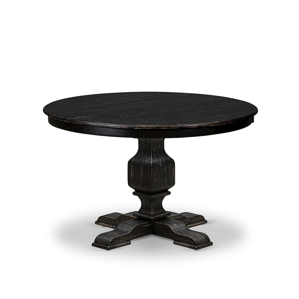 7 Piece Dining Table Set Consists Of 48" Round Table In Burgandy Color