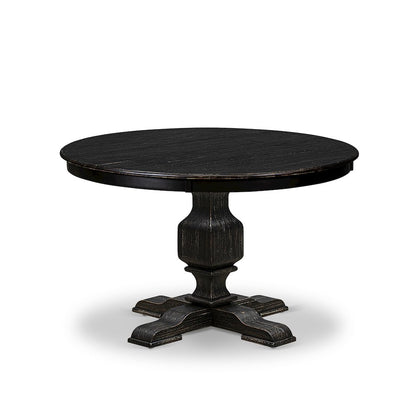 7 Piece Dining Table Set Consists Of 48" Round Table In Burgandy Color