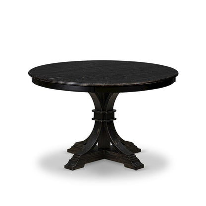 7 Piece Dining Table Set Consists Of 48" Round Table In Burgandy Color