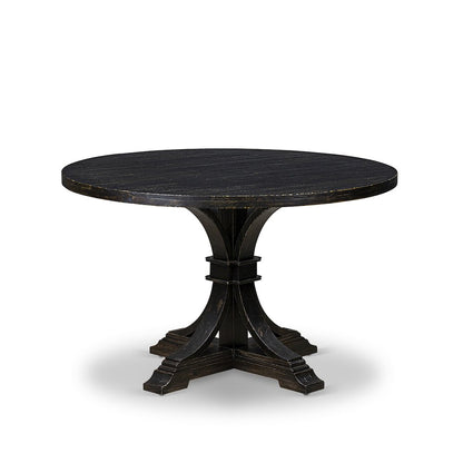 7 Piece Dining Table Set Includes 48" Round Table In Burgandy Color