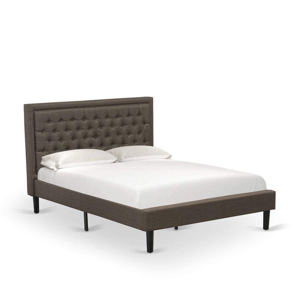 KD18Q-2GA07 3 Pc Bed Set - Queen Size Bed Frame Brown Headboard with 2 Bedroom Nightstand - Black Finish Legs