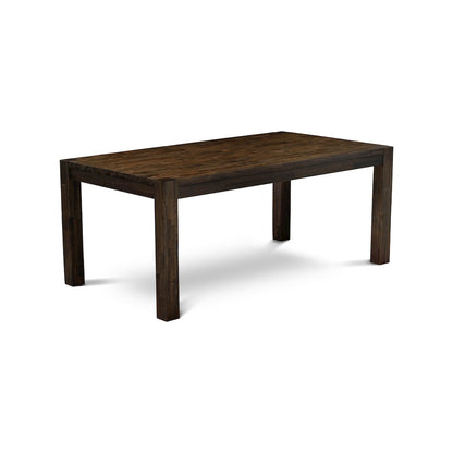 East West Furniture LMLA7-77-16 7-Piece Dinette Set- 6 Dining Padded Chairs with Dark Khaki Linen Fabric Seat and Stylish Chair Back - Rectangular Table Top & Wooden 4 Legs - Distressed Jacobean Finis