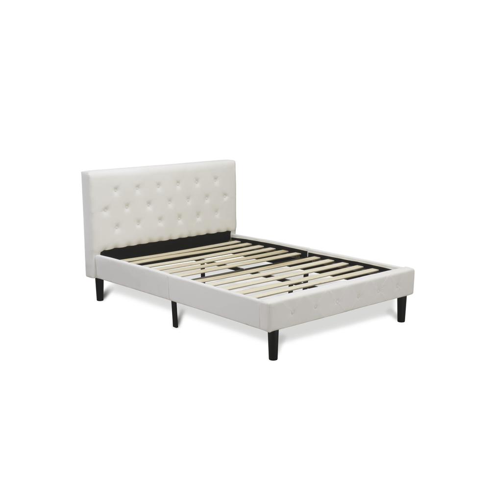 NL19F-1HI14 2 Piece Bedroom Set - 1 Bed White Velvet Fabric Headboard and 1 Small Night Stand - Urban Gray Finish Nightstand