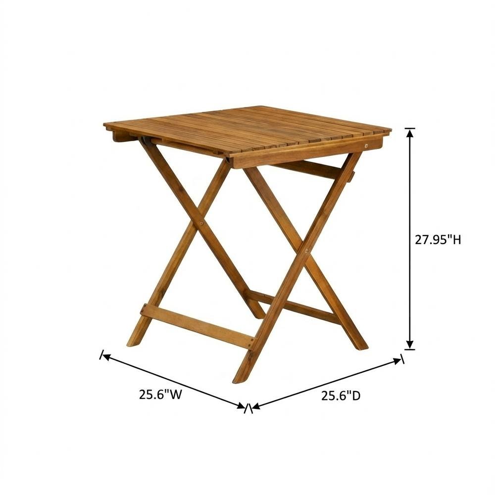Oil-Finish 3-Piece Outdoor Patio Set with Wooden Folding Table and 2 Chairs