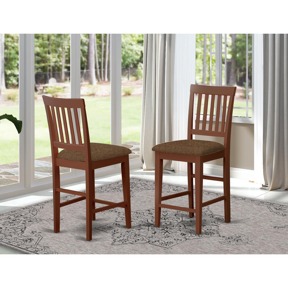 Vernon  Counter  Stools  with  Cushion  Seat  -  Mahogany  Finish,  Set  of  2