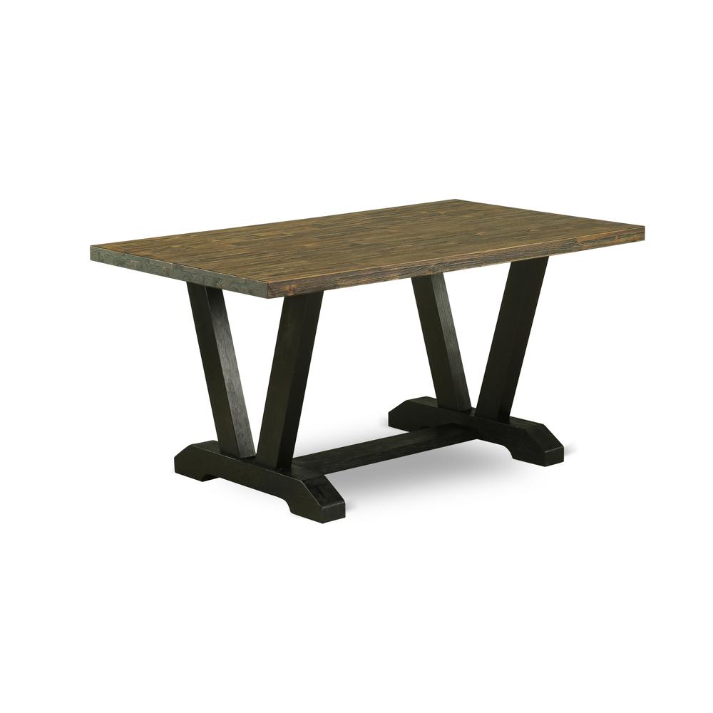East West Furniture 5-Piece kitchen table set Included 4 kitchen parson chairs Upholstered Seat and Stylish Chair Back and Rectangular Dining Table with Distressed Jacobean rectangular Dining Table To