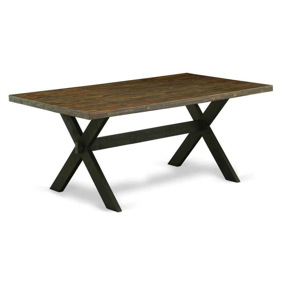 East West Furniture X677EL635-9 - 9-Piece Dining Table Set - 8 Person Dining Chairs and Small a Rectangular Table Solid Wood Frame – High Stylish Back & Linen White Finish