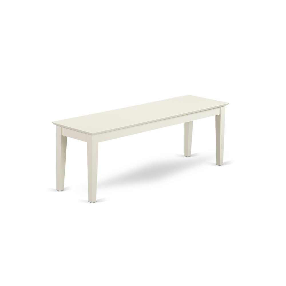 East West Furniture – 6-Pieces Kitchen Table Set - 1 Modern Rectangular Table and 4 wooden Dining Room Chairs with One Dining Bench – Linen White Finish