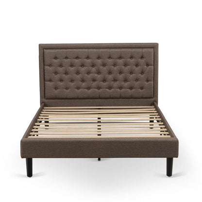 KD18Q-2HI07 3 Pc Queen Bedroom Set - Bed Frame Brown Headboard with 2 Bedroom Nightstand - Black Finish Legs