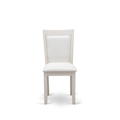 V076MZ001-7 7-Piece Dining Room Table Set Consists of a Wooden Table and 6 Cream Dinner Chairs - Wire Brushed Linen White Finish