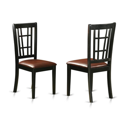 7  Pc  Dining  Room  set  with  a  Dinning  Table  and  6  Leather  Dining  Chairs  in  Black