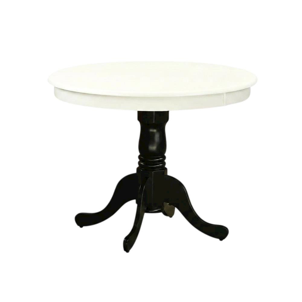 Linen White Round Pedestal Dining Table, Traditional, Seats 4