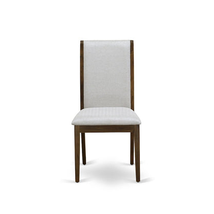 5-Piece Mid Century Dining Set A Table, 4 Grey Fabric Mid Century Dining Chairs