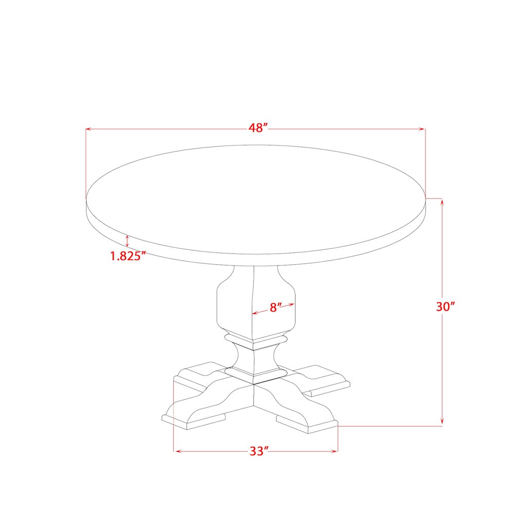 7 Piece Dining Table Set Includes 48" Round Table In Light Gray Color