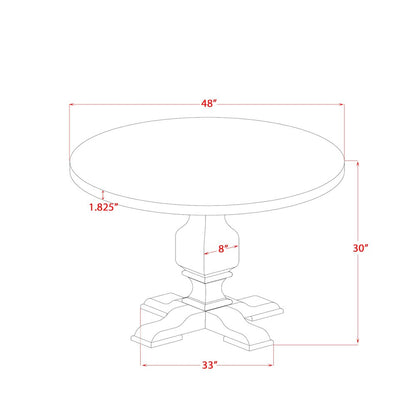 7 Piece Dining Table Set Includes 48" Round Table In Light Gray Color