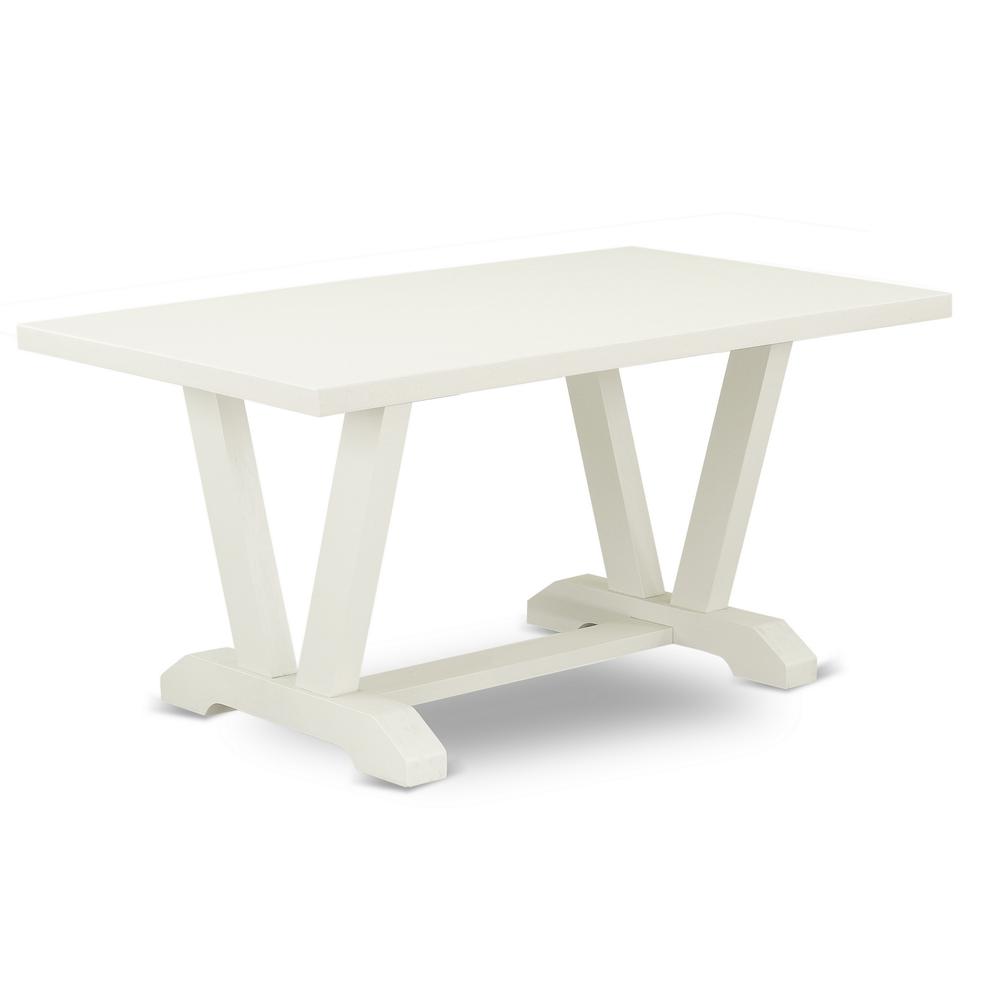 East West Furniture V026DR207-7 - 7-Piece Modern Dining Table Set - 6 Parson Chairs and Small Rectangular Table Hardwood Structure
