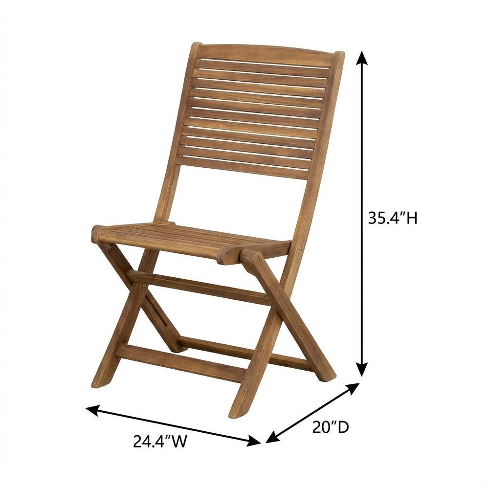 Oil-Finish Wooden Outdoor Patio Chair Set of 2 - Durable Finish, Foldable Design