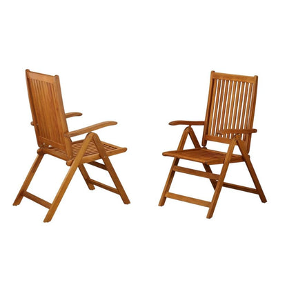Wooden Patio Chair, Oil Finish Set of 2 - Durable Frame and Comfortable Seating