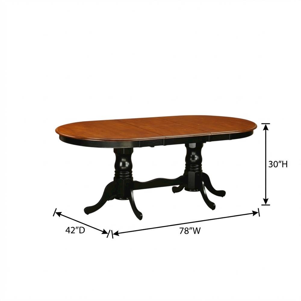 Black Oval Dining Table, Double Pedestal, Butterfly Leaf, Seats 8