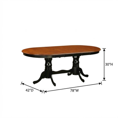 Black Oval Dining Table, Double Pedestal, Butterfly Leaf, Seats 8
