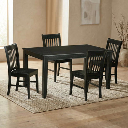Solid Wood Dining Table & Chairs 5-Piece Set for Kitchen/Dining, Black