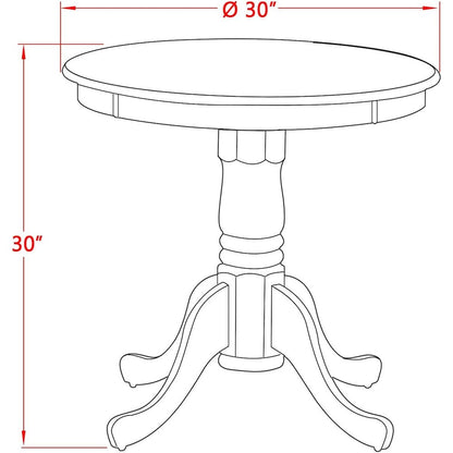Pedestal Dining Table, Round, Mahogany White Finish, Solid Wood