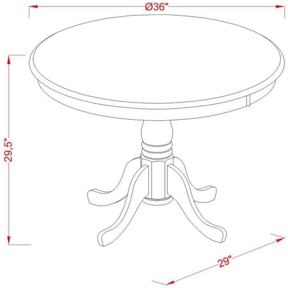 Round Dining Table, Natural & Black Finish, Solid Wood, Pedestal Base, 36-Inch