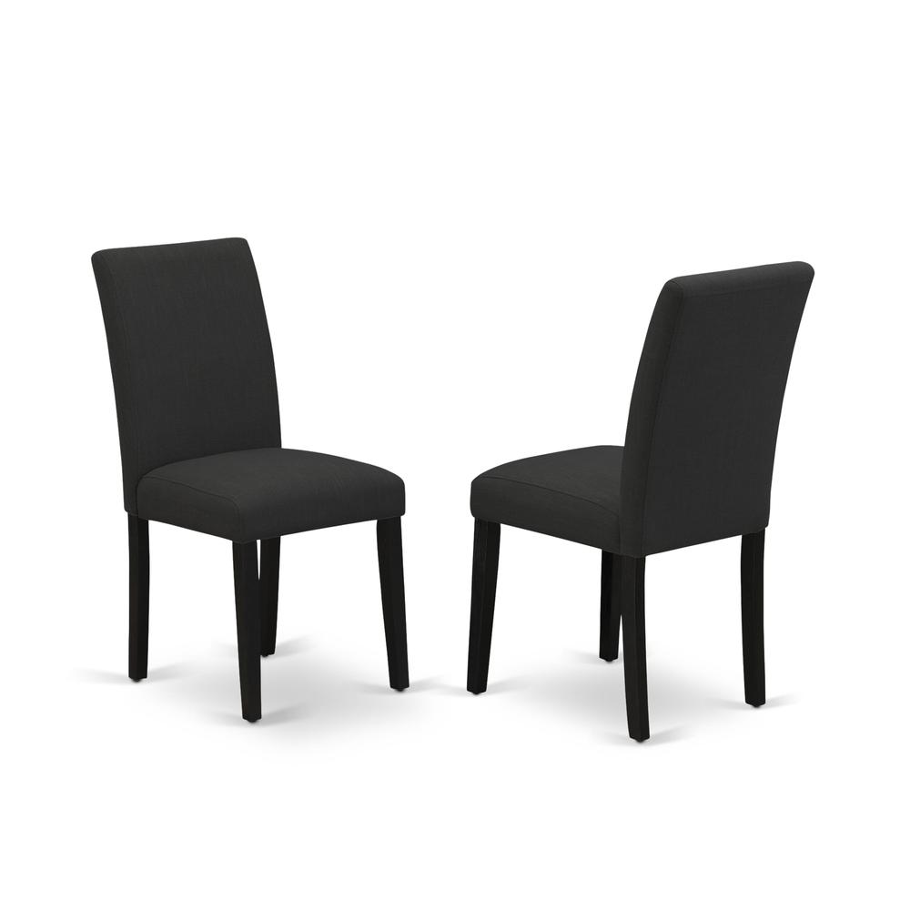 East West Furniture DMAB5-ABK-24 5 Piece Wood Dining Table Set Contains 1 Drop Leaves Dining Room Table and 4 Black Linen Fabric Dining Chair with High Back - Wire Brushed Black Finish