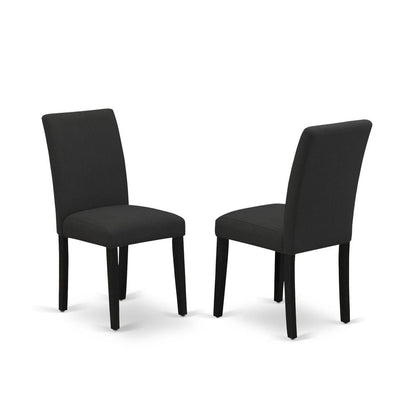 East West Furniture DMAB5-ABK-24 5 Piece Wood Dining Table Set Contains 1 Drop Leaves Dining Room Table and 4 Black Linen Fabric Dining Chair with High Back - Wire Brushed Black Finish