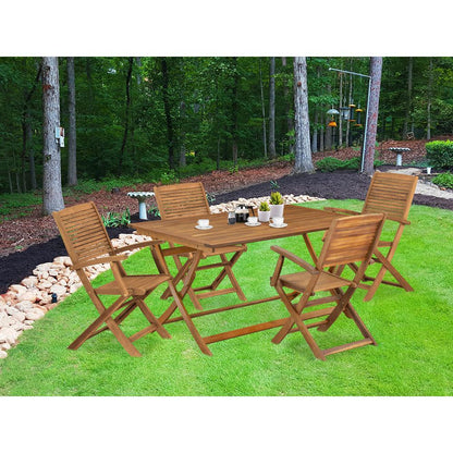 5 Piece Patio Dining Set Consist of a Rectangle Acacia Wood Table